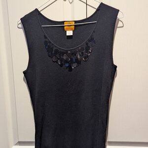 Ruby Rd. Charcoal Knit Top with Sequin Accents